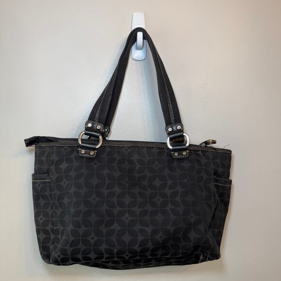 Fossil Women's Signature Print Canvas Key-Per Tote Shoulder Bag Purse Black - Picture 10 of 11